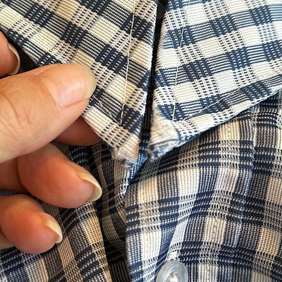 Vintage 60s/70s J.F. Austin Shirtmakers blue & white check short sleeve shirt - Picture 9 of 9